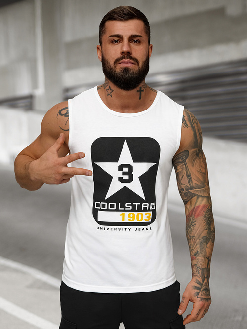 Koszulka bez rękawów męska biała OZONEE JS/8B1719/1Z