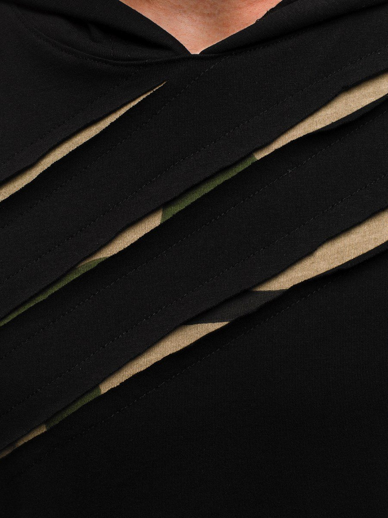 T-Shirt z kapturem męski czarny-moro OZONEE A/1185Z