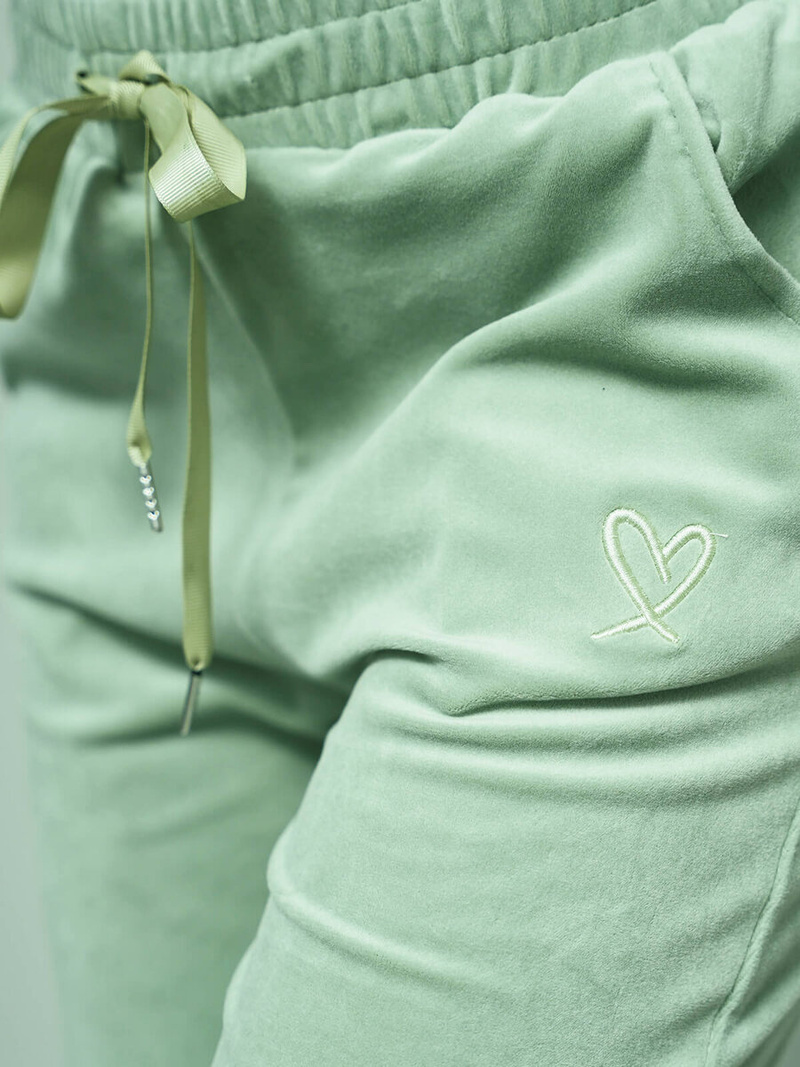 Spodnie dresowe damskie welurowe miętowe OZONEE O/390177M