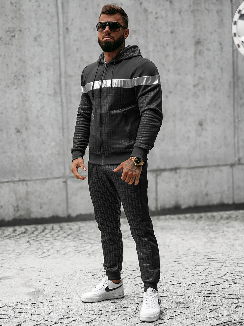 Komplet dresowy męski czarny OZONEE O/3A73