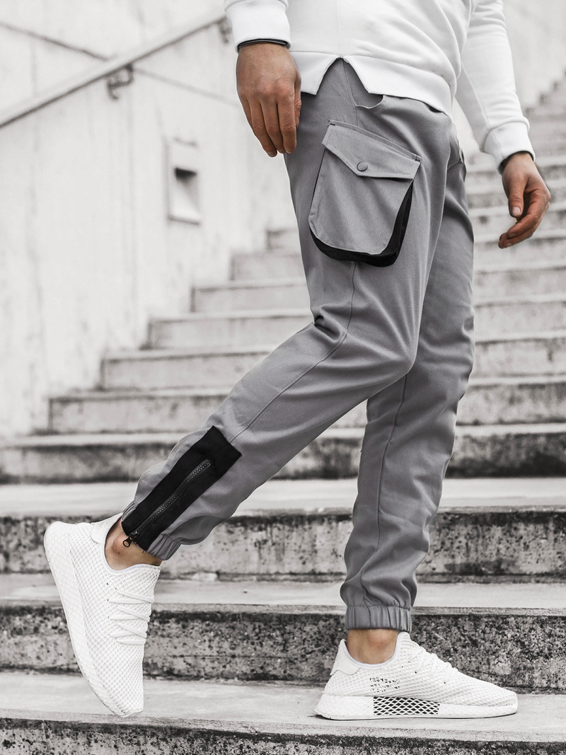 Spodnie męskie joggery szare OZONEE A/705
