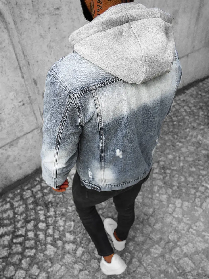 Kurtka męska jeansowa jasno-niebieska OZONEE NB/MJ505BCZ