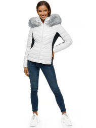Kurtka zimowa damska z futerkiem biała OZONEE O/DK059/28