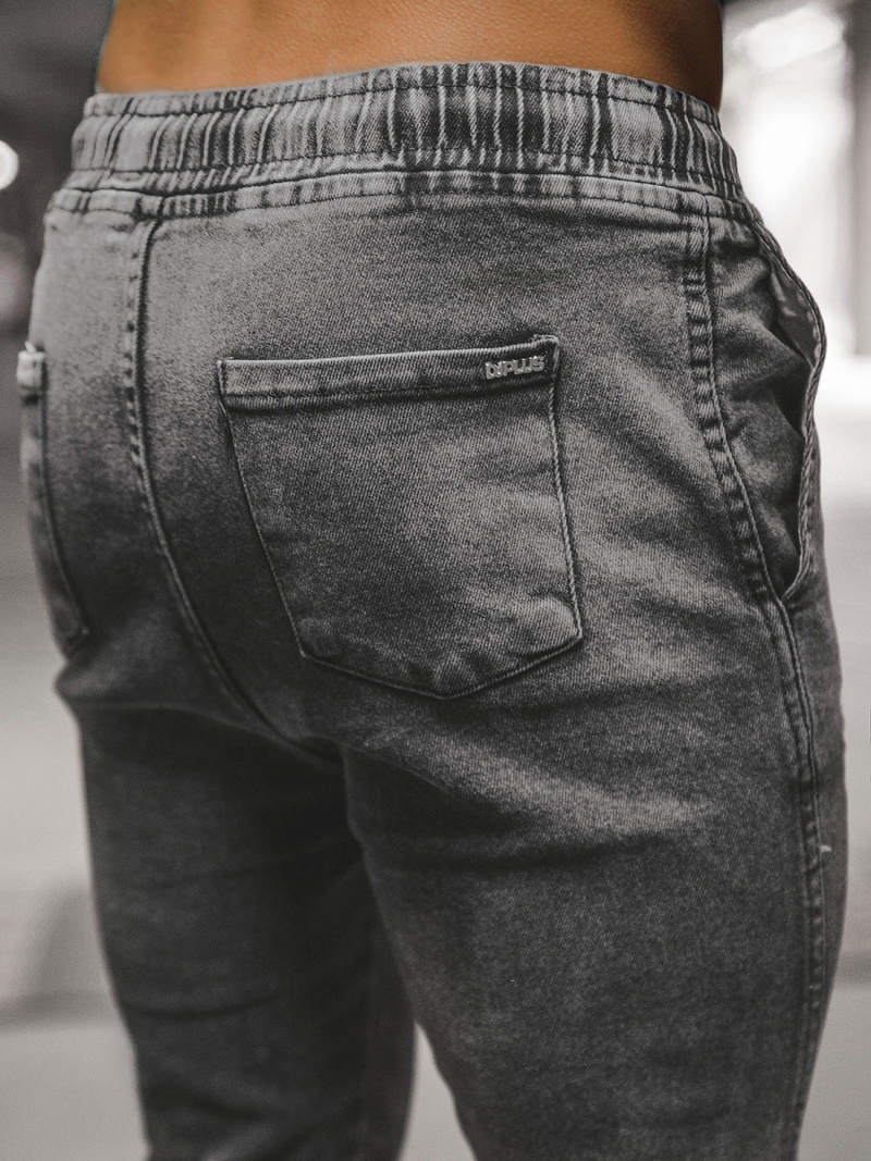 Spodnie jeansowe joggery męskie czarne OZONEE DJ/5671