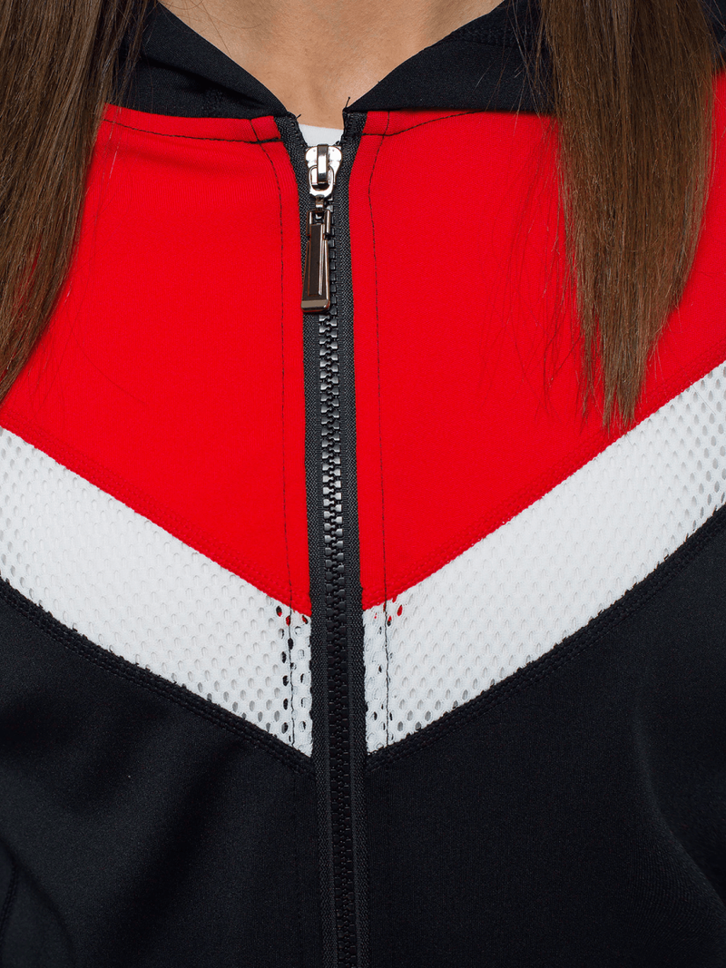 Жіночий спортивний костюм з двох частин Чорно-Червоний OZONEE JS/YW06005/1/5