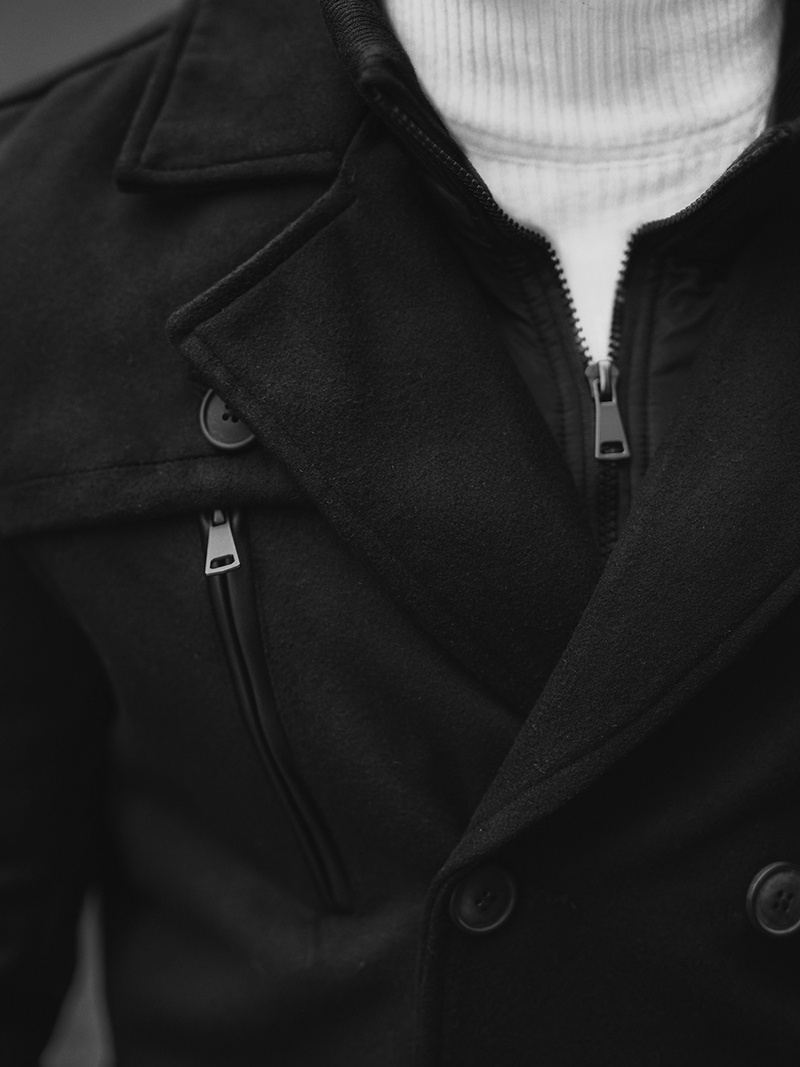 Płaszcz męski czarny OZONEE JS/79M3143Z