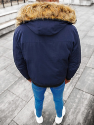 Kurtka zimowa męska z futerkiem granatowa OZONEE JS/M2019/215