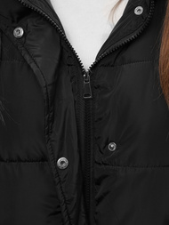 Kamizelka damska długa pikowana z kapturem czarna OZONEE O/81276