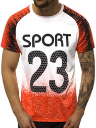 Футболка чоловіча Бiло-Помаранчева OZONEE JS/KS2068