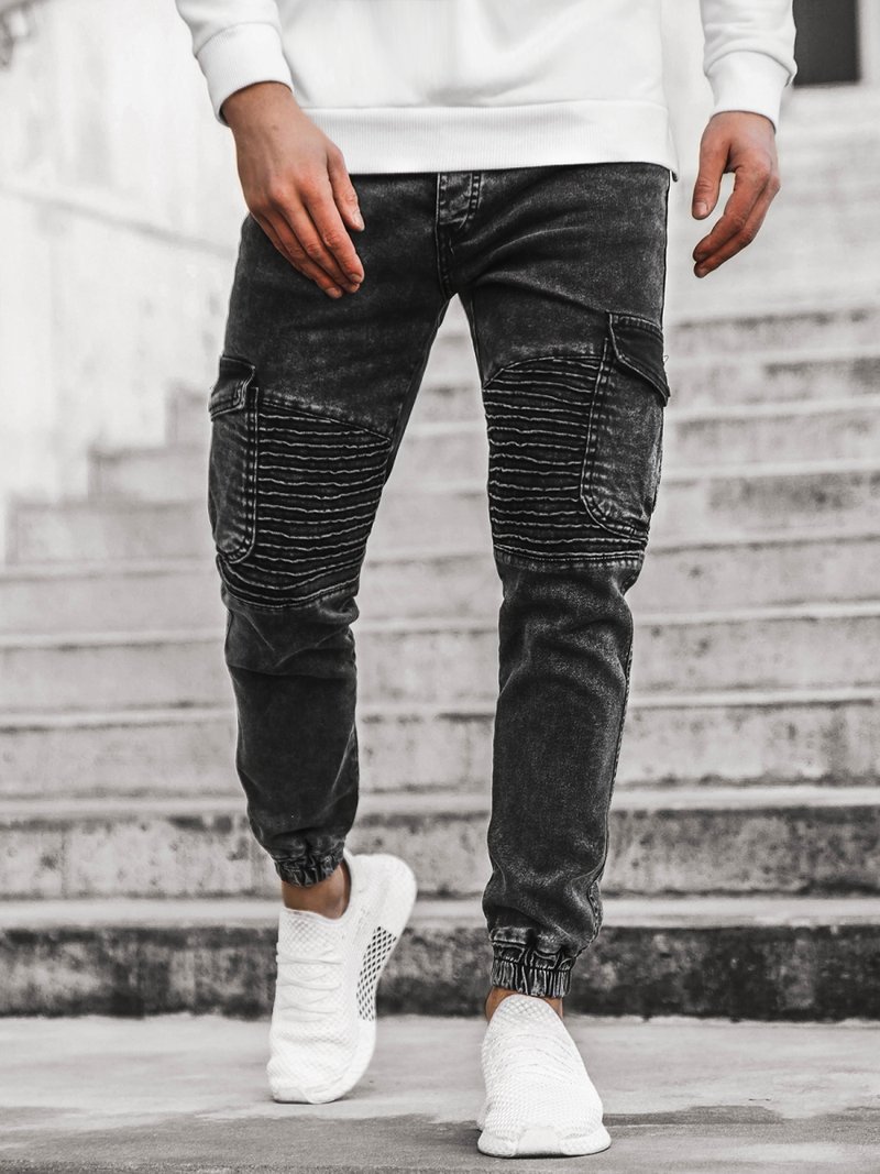 Spodnie jeansowe joggery męskie czarne OZONEE G/1064