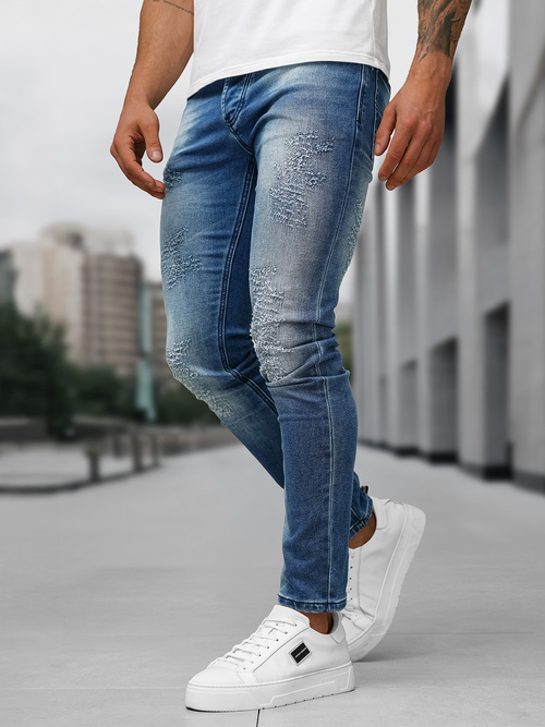 Spodnie jeansowe męskie slim fit niebieskie OZONEE NB/MP0009BZ