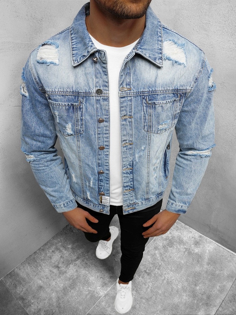 Чоловіча джинсова куртка Яскраво-Синя OZONEE NB/MJ501BC