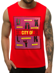 T-Shirt męski bez rękawów czerwony OZONEE JS/KS2091