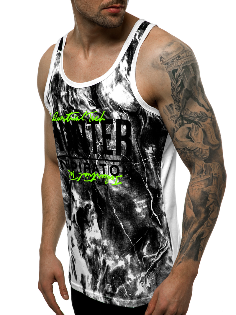 T-Shirt męski bez rękawów biały OZONEE JS/SS11033