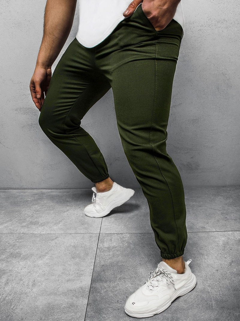 Spodnie męskie chino jogger materiałowe khaki OZONEE DJ/5539