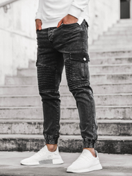 Spodnie jeansowe joggery męskie czarne OZONEE G/1064