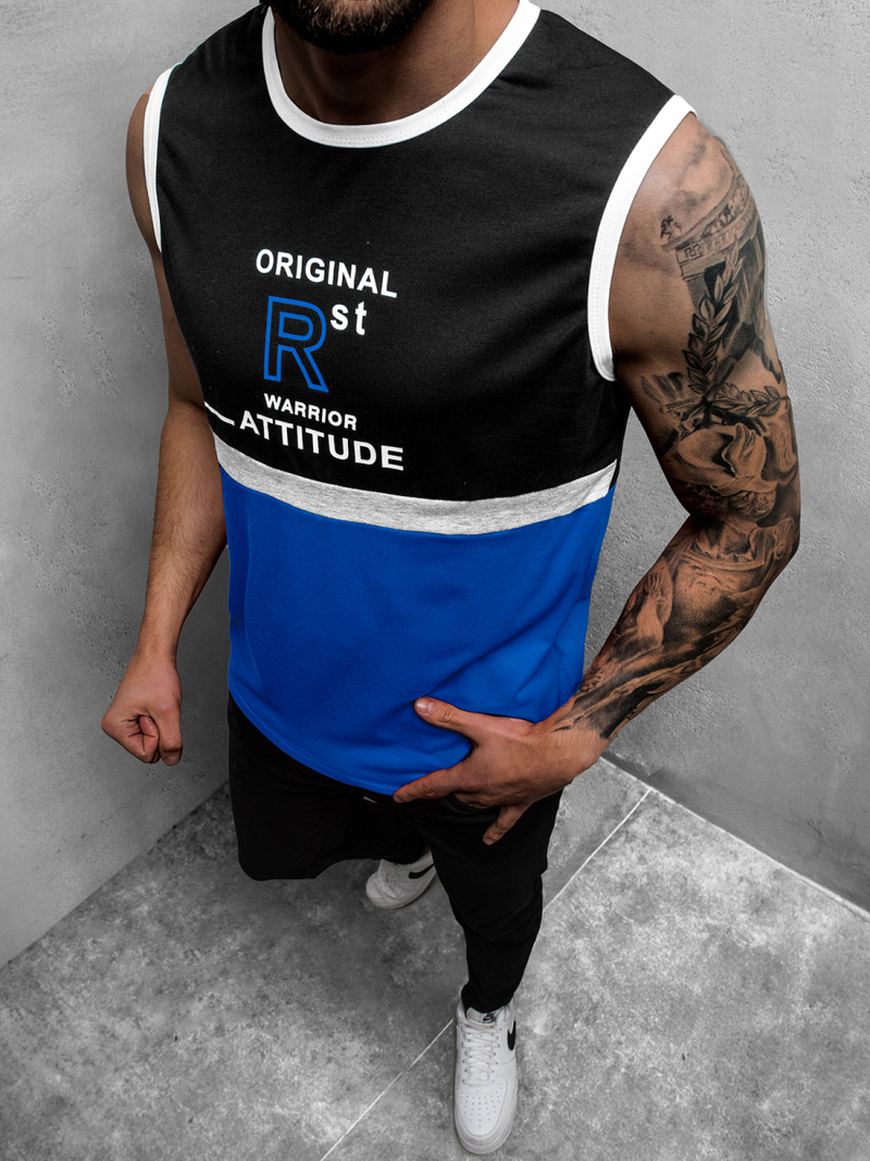 T-Shirt męski bez rękawów niebieski OZONEE JS/SS11082Z