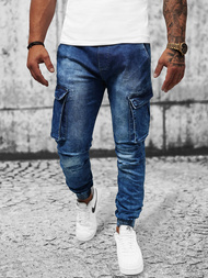 Spodnie jeansowe joggery męskie niebieskie OZONEE DR/TF056Z