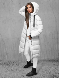 Kurtka zimowa damska długa pikowana biała OZONEE JS/M736/281