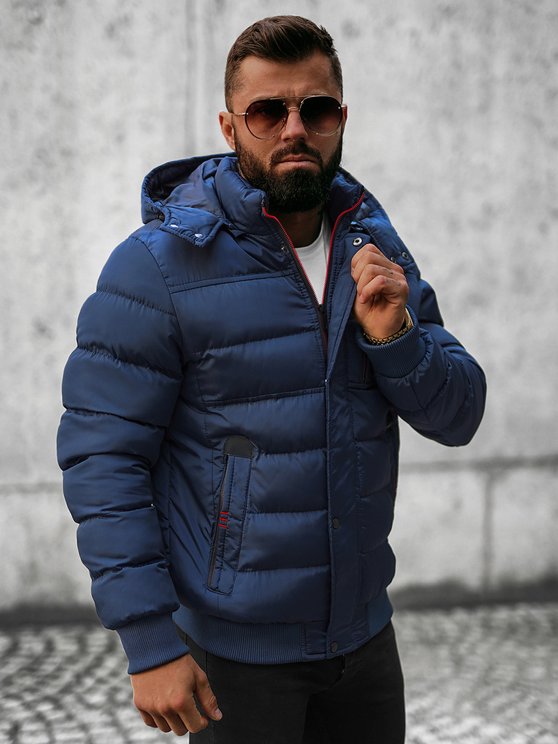 Kurtka zimowa męska pikowana granatowa OZONEE JB/JP1185Z