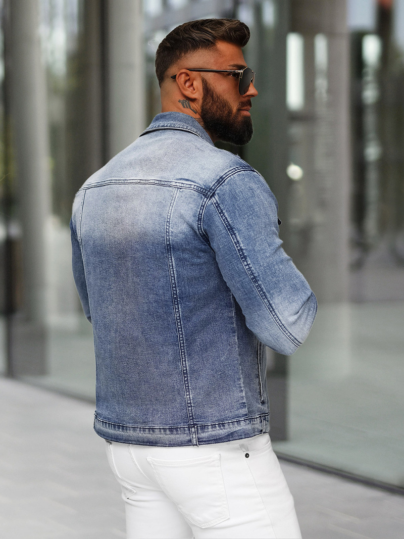 Чоловіча джинсова куртка cиня OZONEE NB/MJ522B