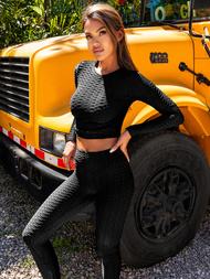 Komplet sportowy dwuczęściowy damski czarny OZONEE O/22060Z