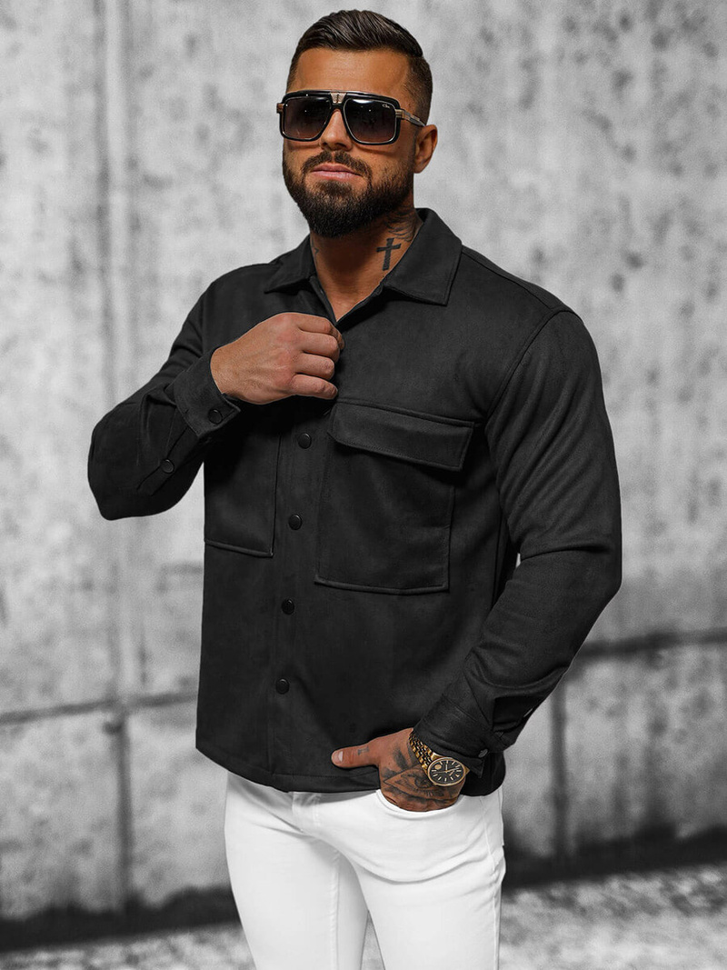 Koszula męska czarna OZONEE O/GOM23039