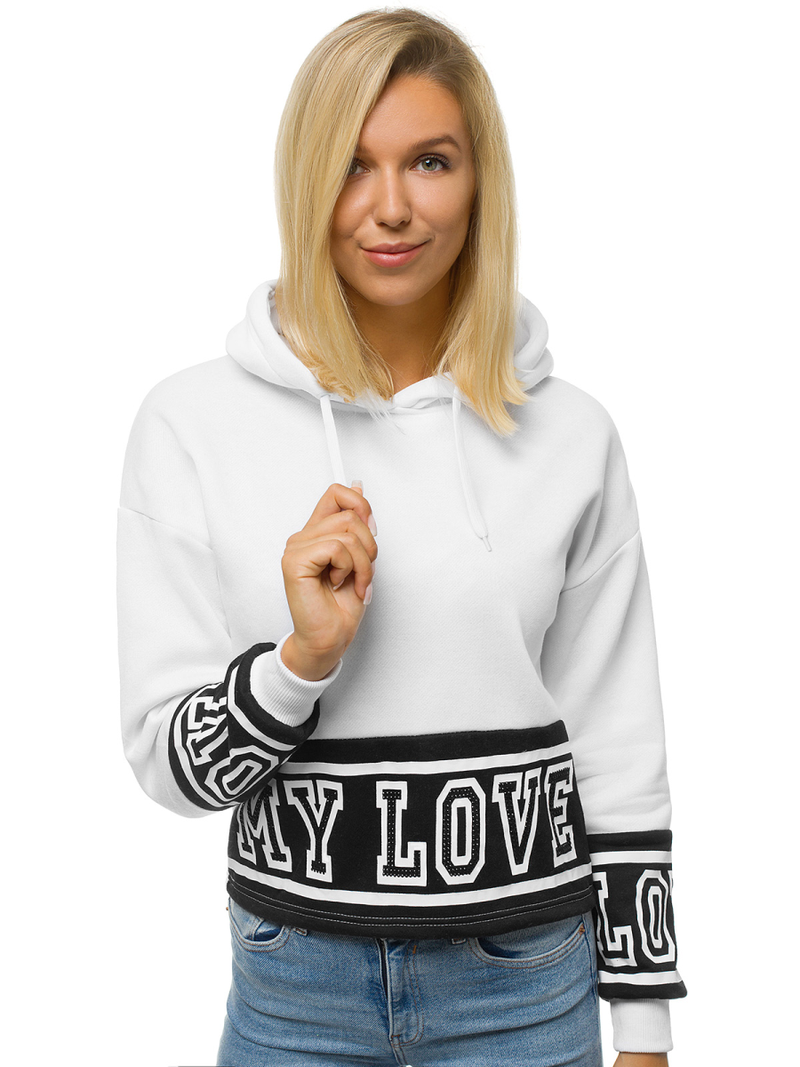 Bluza z kapturem damska biała OZONEE JS/KSW2034