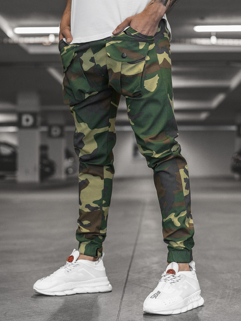 Spodnie męskie chino joggery moro-zielone OZONEE G/11144