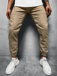 Spodnie męskie joggery jeansowe beżowe OZONEE O/1097/1