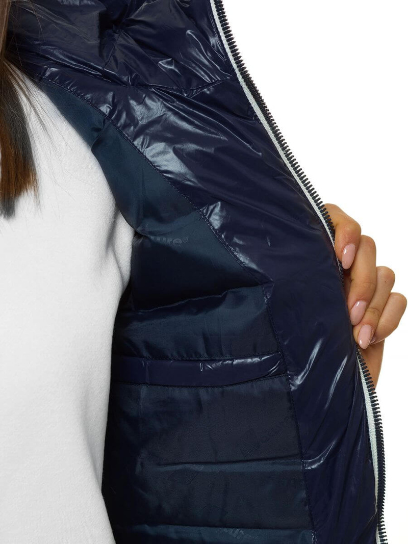 Kamizelka damska pikowana z kapturem granatowa OZONEE N/6816/2