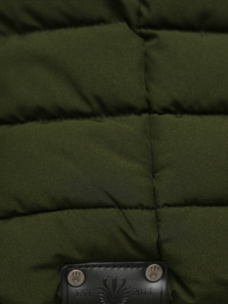 Kurtka zimowa damska długa pikowana khaki OZONEE O/W377