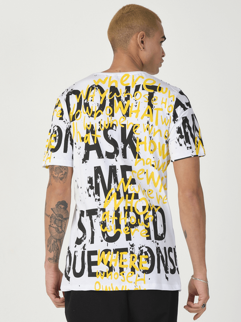 T-Shirt męski z nadrukiem biały OZONEE MR/21519