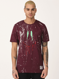 T-Shirt męski z nadrukiem bordowy OZONEE MR/21551