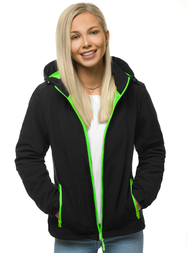 Kurtka softshell damska z kapturem czarno-zielona OZONEE JS/HH018/1/52
