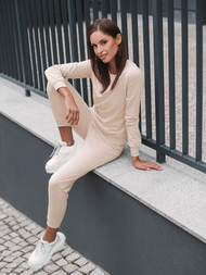 Komplet dresowy dwuczęściowy beżowy OZONEE O/MB2037/21