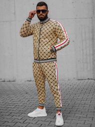 Komplet dresowy męski beżowo-czarny OZONEE O/12136