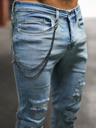 Spodnie jeansowe męskie jasno-niebieskie OZONEE DP/202