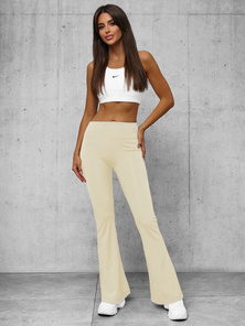 Жіночі широкі легінси на широку ногу екрю OZONEE O/KTK006-J