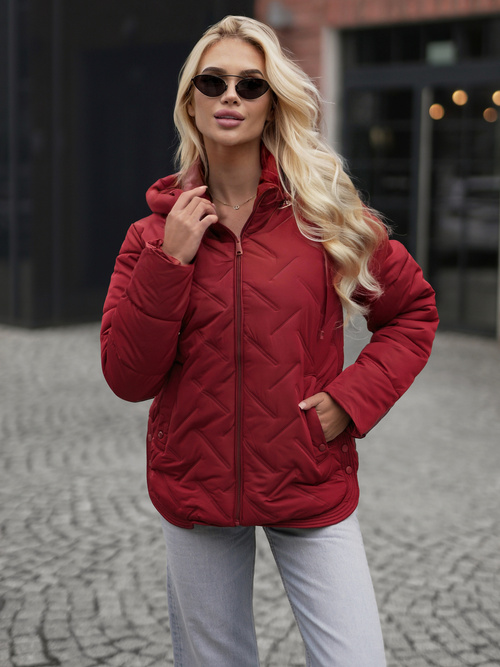 Kurtka zimowa damska pikowana burgundowa OZONEE JS/16M9300/06Z