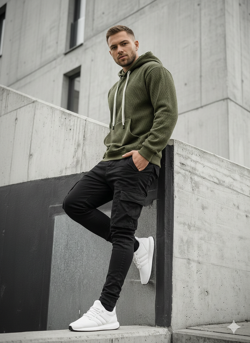 Bluza z kapturem męska khaki OZONEE O/G3065