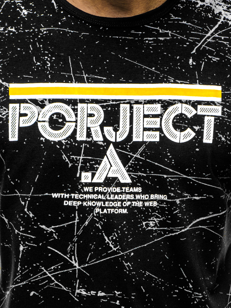 T-Shirt męski czarny OZONEE JS/SS10917