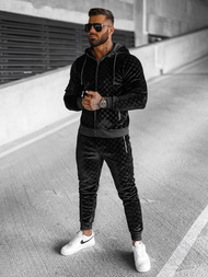 Komplet dresowy męski welurowy czarny OZONEE O/3A133/A135Z