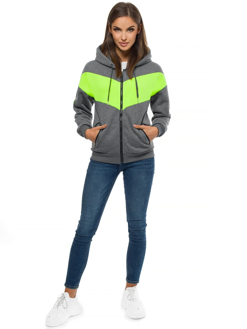 Bluza z kapturem damska grafitowo-zielona OZONEE JS/B26039