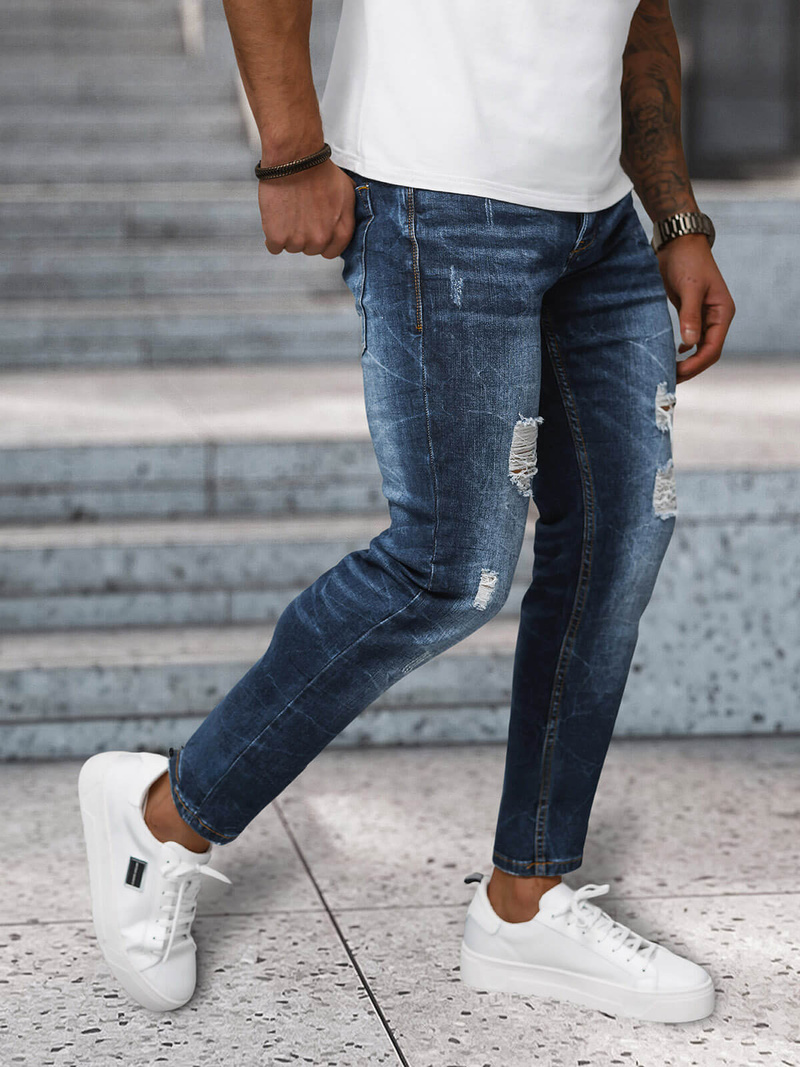 Spodnie jeansowe męskie ciemno-niebieskie OZONEE NB/MP0017BS