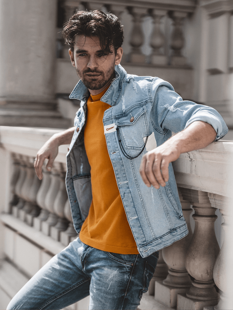 Kurtka jeans męska niebieska OZONEE G/600