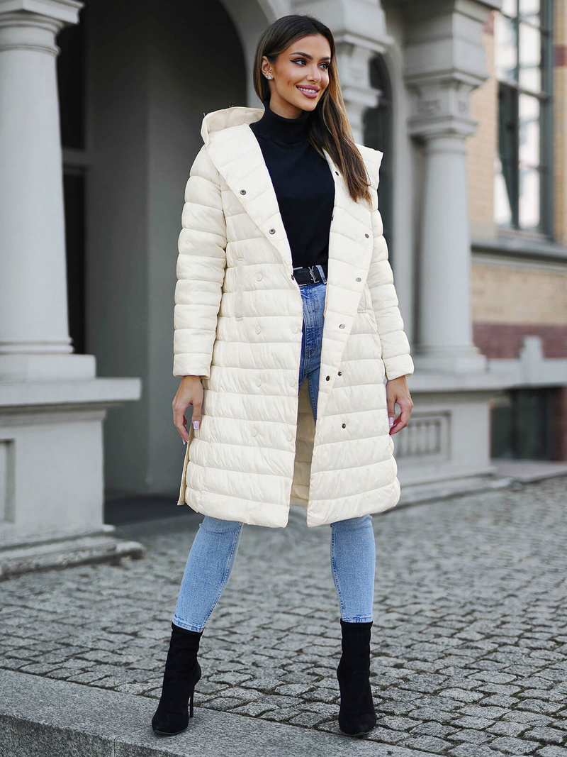 Жіноче пальто екрю OZONEE JS/5M3159/254