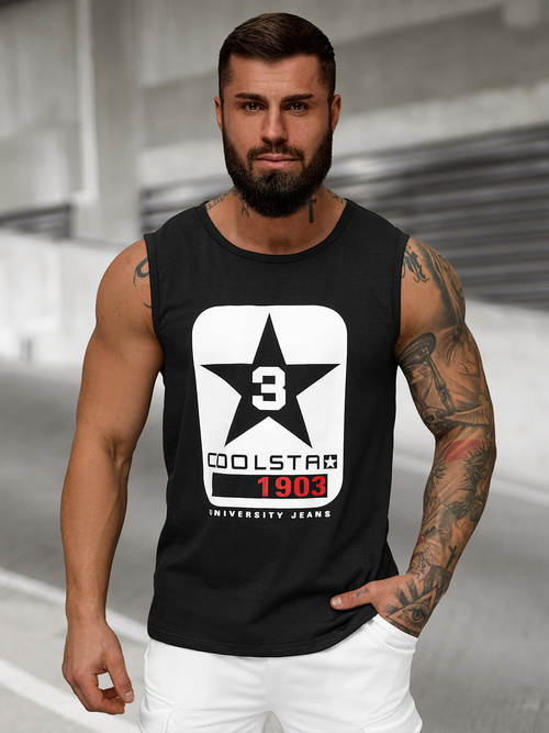 Koszulka bez rękawów męska czarna OZONEE JS/8B1719/3Z