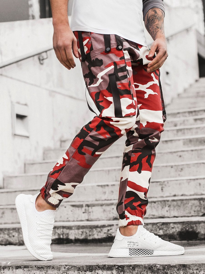 Штани чоловічі джоггери бордово-бежеві OZONEE O/11102