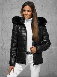 Куртка шкіряна жіноча чорна OZONEE JS/11Z8070